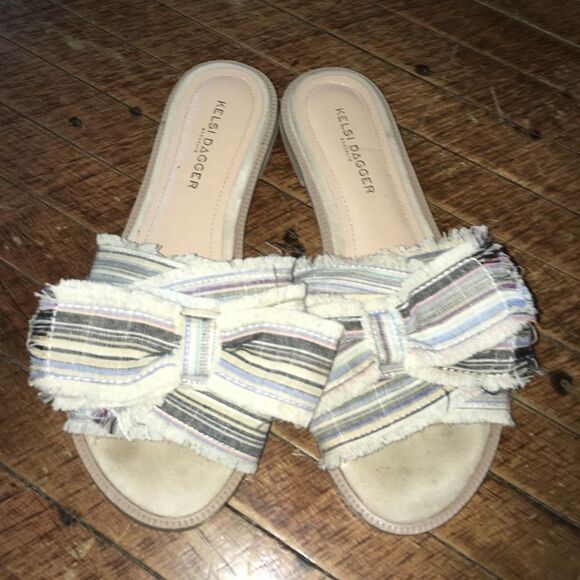 Kelsi Dagger Brooklyn 7.5 striped bow sandals - Picture 1 of 5
